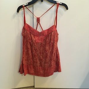 BCBG red/orange patterned summer top